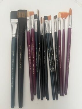 14 Kids Paint Brush Set - Purple & Black Handles